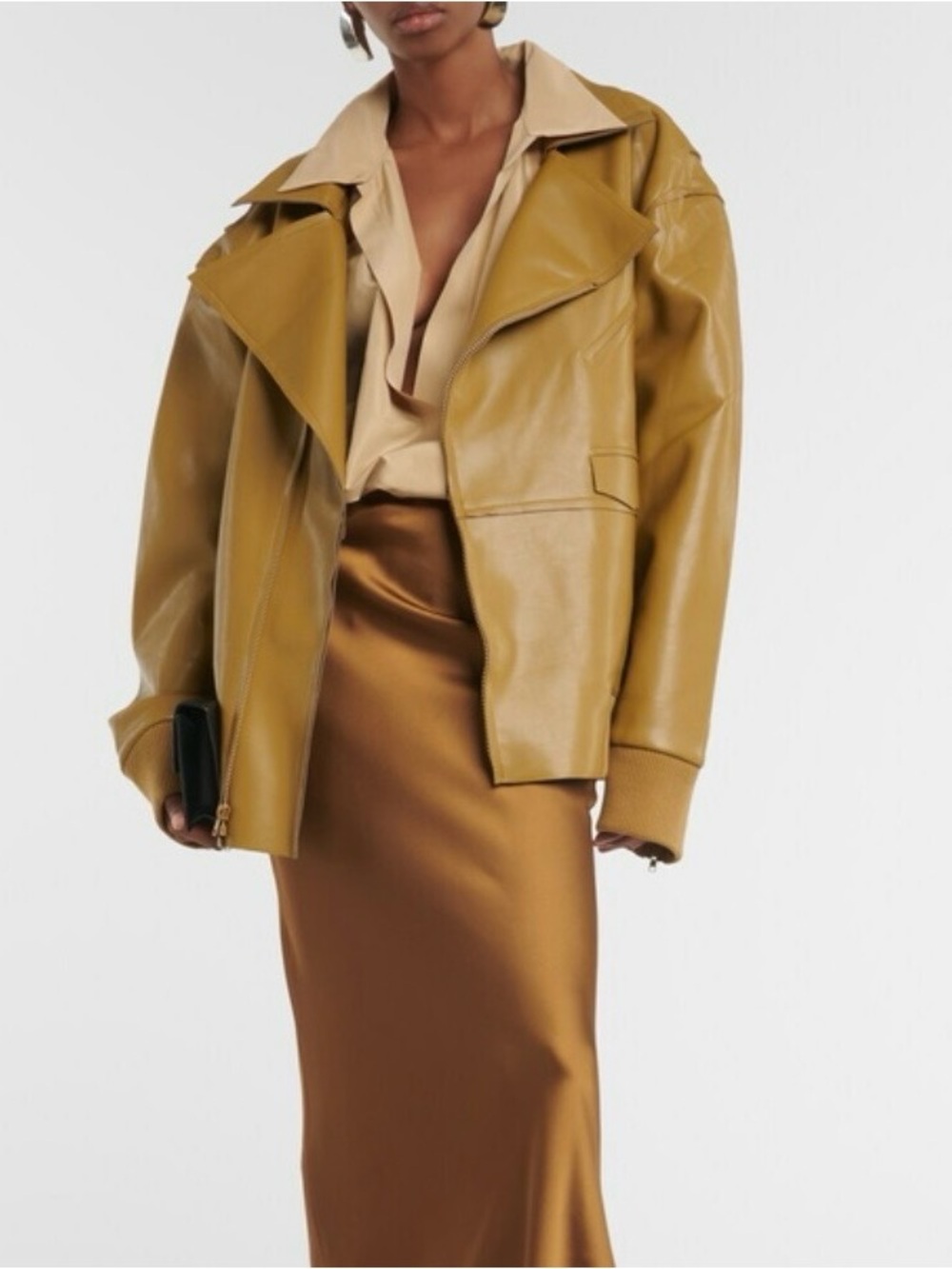 Norma Kamali Oversized Vegan Leather Jacket in Mustard